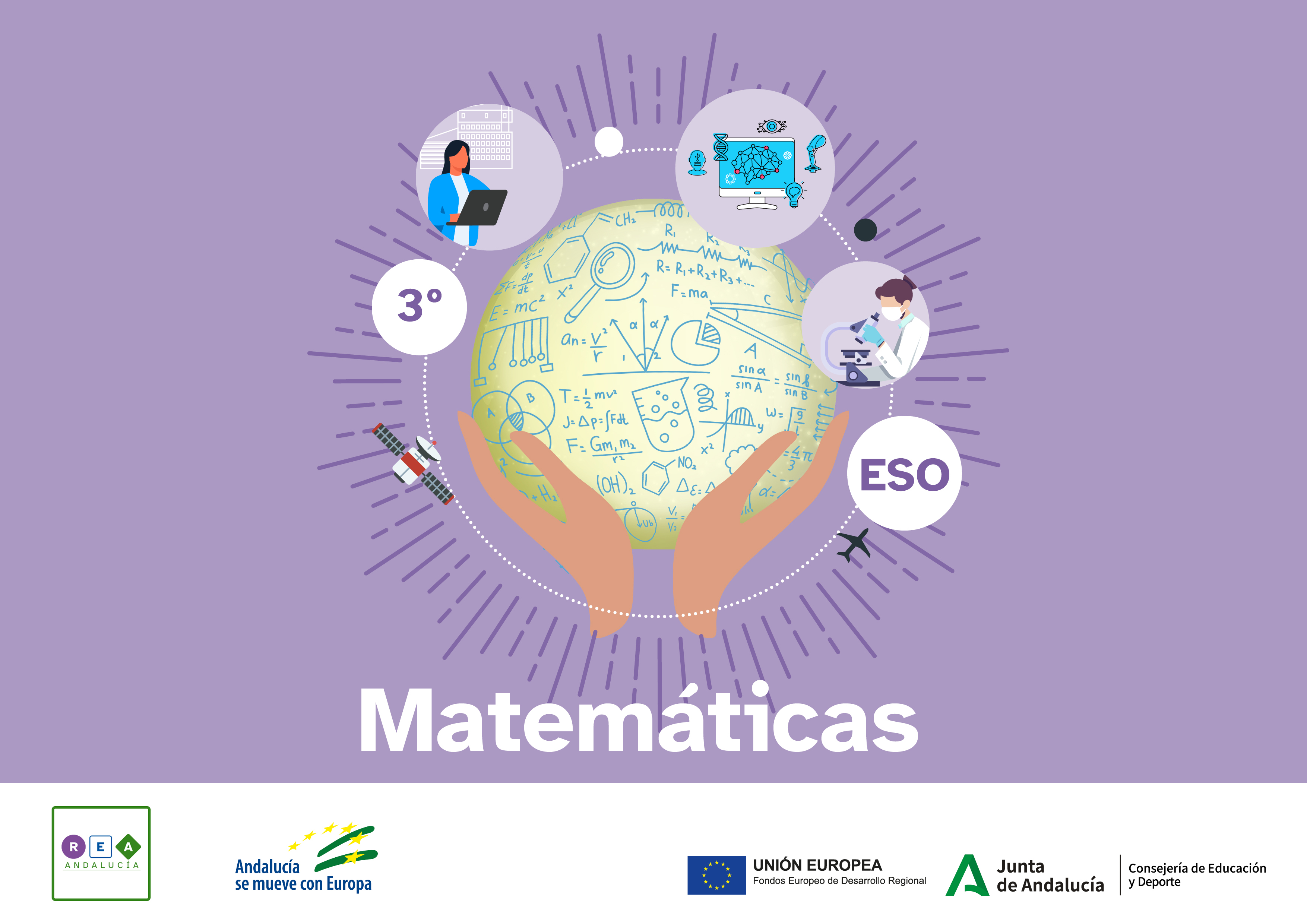 La imagen representa tus manos sosteniendo una bola del mundo llena de símbolos matemáticos que te permitirán resolver problemas de la vida cotidiana. 