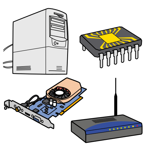 La imagen muestra elementos materiales de un ordenador.